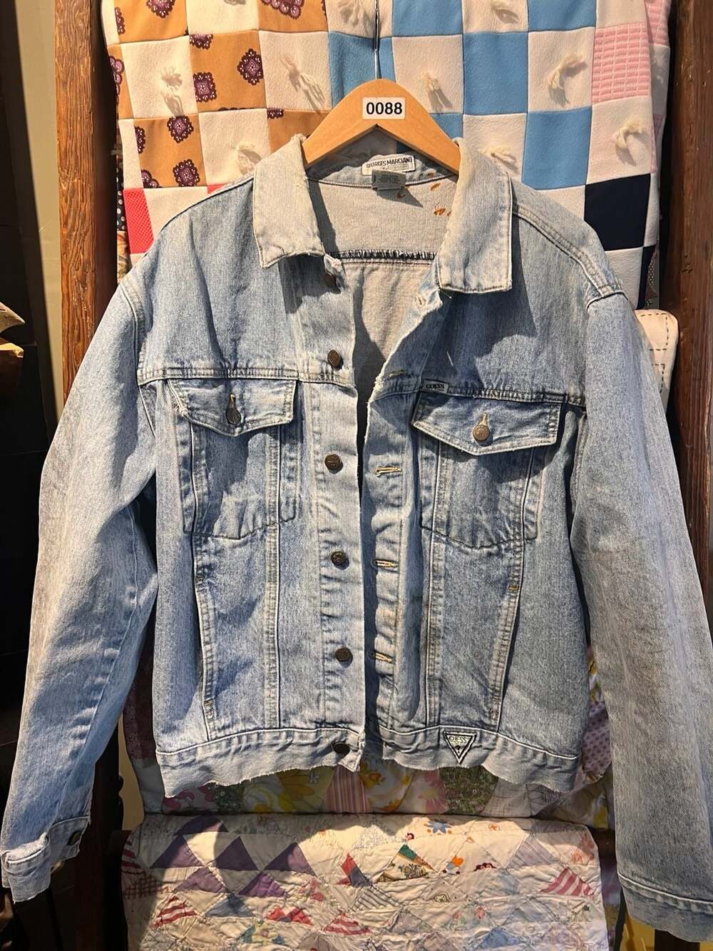 Vintage Georges Marciano Denim Jacket Size L Light Wash Distressed
